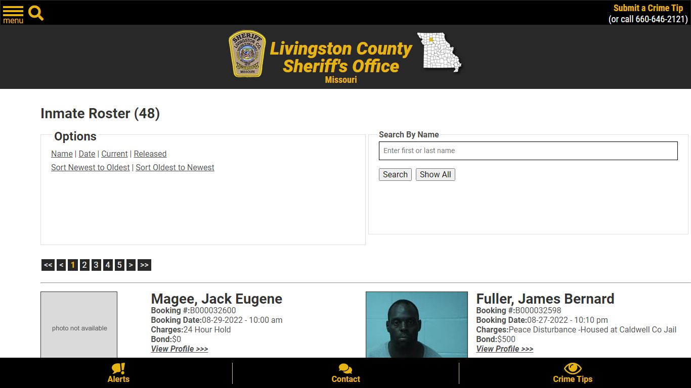 Inmate Roster - Current Inmates Booking Date Descending - Livingston ...